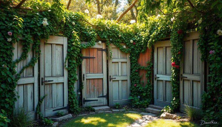 jak wykorzystać stare drzwi w ogrodzie
